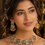 Rose Gold Moissanite Kundan Necklace Set
