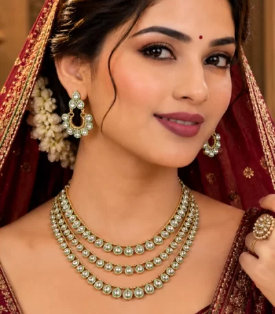 Aadhira 3 Layer Copper Kundan Necklace