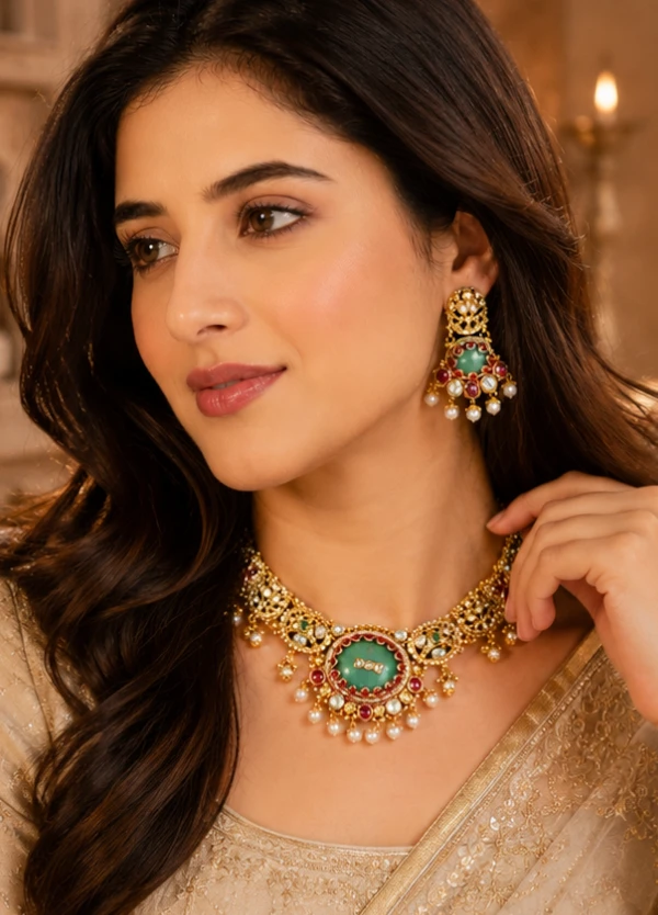 ChatGPT Image Aug 7, 2026, 09_42_14 PM Rajwada Heirloom Kundan Choker Set - Image 1