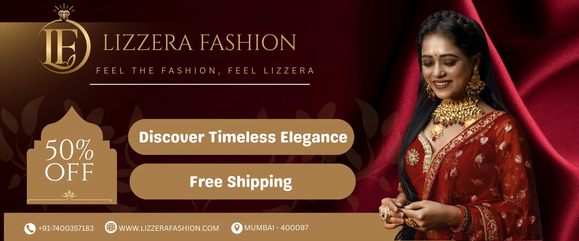 Maroon and Gold Elegant Traditional Jewellery Shop Billboard (1920 x 800 px) (1)
