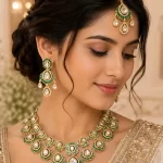 Maharani Emerald Moissanite Kundan Set