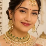 Rukmini Pachi Kundan Long Necklace